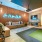 Multi-sport simulator with seating area and stylized lighting